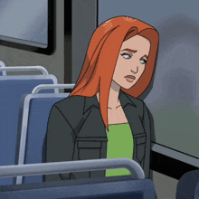 a cartoon drawing of a woman with red hair