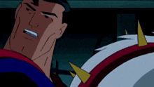 a close up of a cartoon character with spikes on his chest .