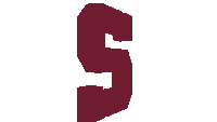 a maroon letter s with a white outline on a white background