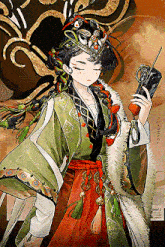 a drawing of a girl with a crown on her head holding a phone