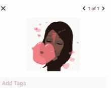 a cartoon of a woman blowing a kiss with hearts coming out of her mouth