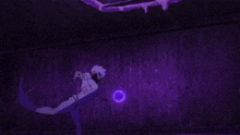 a purple light is coming out of the ceiling of a building .
