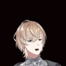 a close up of a anime character with blonde hair