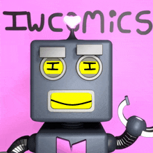 a picture of a robot with the word iwcmics written on it