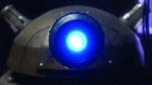 a close up of a blue light coming out of a device
