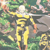 a cartoon of a man in a yellow superhero costume with the word beyonder on the bottom