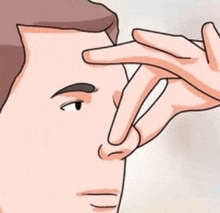 a cartoon of a man holding his nose because of a bad smell .