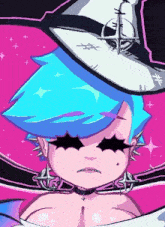 a pixel art drawing of a girl with spikes on her face
