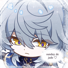 a sunday de jade sticker with a picture of a person
