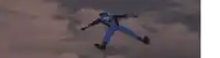 a cartoon of a man in a blue superhero costume and sunglasses