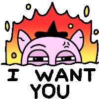 Flame Cat Saying I Want You Sticker - Kindof Perfect Lovers I Want You Mad Stickers