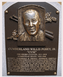 a bronze plaque for cumberland willis posey jr. homestead grays