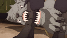 a cartoon drawing of a wolf laying on the ground