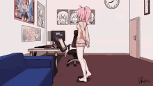 pink haired anime girl kay yu virtual reality