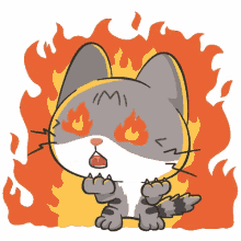 cat diragana meow the tabby cat angry breathing fire