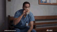 Drinking Coffee Dr Max Goodwin GIF - Drinking Coffee Dr Max Goodwin New Amsterdam GIFs