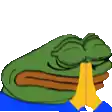 a pixel art of a frog with a yellow tongue coming out of its mouth .