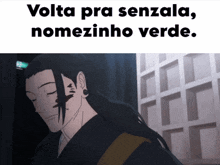 a picture of a person with the words volta pra senzala nomezinho verde