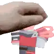 a pixelated image of a person holding a gun .