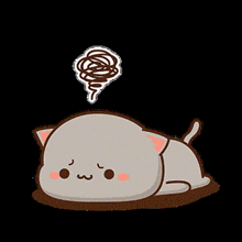 a cartoon cat is laying on the ground with a swirl above its head .