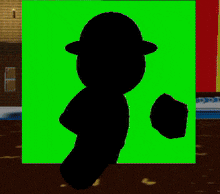 a silhouette of a man with a hat and a briefcase