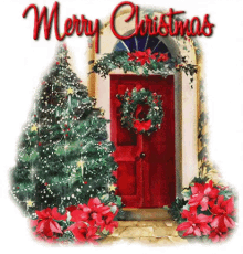Merry Christmas Christmas Tree GIF - Merry Christmas Christmas Tree Poinsettia GIFs