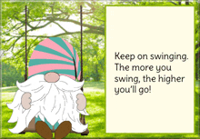 animated gnome on swing swinging gnome meme