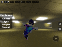 a screenshot of a game called runaway with a person in a galaxy outfit