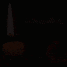 a candle is lit next to a red rose with the words inhumpiled written on the bottom