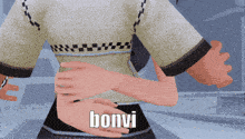 a cartoon character with the word bonvi on the bottom of it
