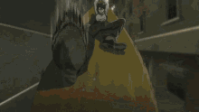 a cartoon drawing of a person kicking a huge object