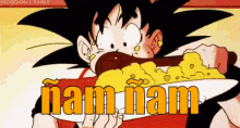 ñam ñam Atracón Comiendo Goku Hambre GIF - Goku Yum Yum Atracon GIFs