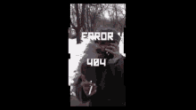 a man smoking a cigarette and talking on a cell phone with error written on the bottom