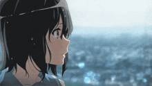 a girl with tears coming out of her eyes looks out a window