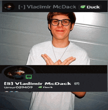 a picture of vladimir mcdack with a duck logo