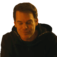 a man wearing a black hoodie is smiling with his eyes closed