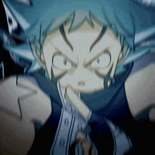 a close up of a cartoon character 's face with a very angry expression