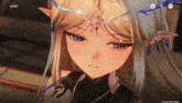 a close up of a girl 's face with a crown on her head and the words " skip " below her