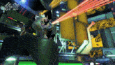 a cartoon character is standing in a room with a laser beam coming out of it and the number 13 is visible