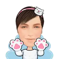 a cartoon of a woman with a cat headband on her head