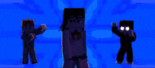 a group of minecraft characters are standing in front of an orange background