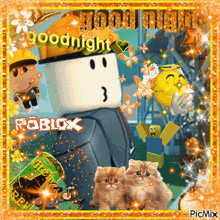 a picture of a roblox character with the words goodnight written on it