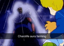 a picture of a cartoon character with the words charolife aura farming on it