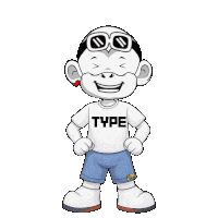 a cartoon character is wearing a shirt that says type