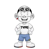 a cartoon character is wearing a shirt that says type