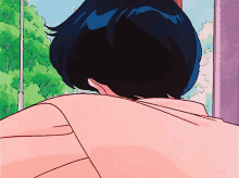 a cartoon of a person looking out of a window