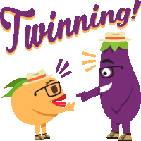 Twinning Eggplant Life Sticker - Twinning Eggplant Life Joypixels Stickers