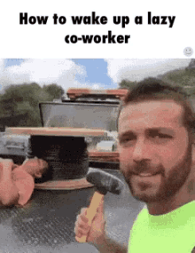 How To Wake Up A Lazy Co-worker GIF