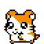 a pixel art drawing of a hamster 's face