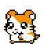 a pixel art drawing of a hamster 's face